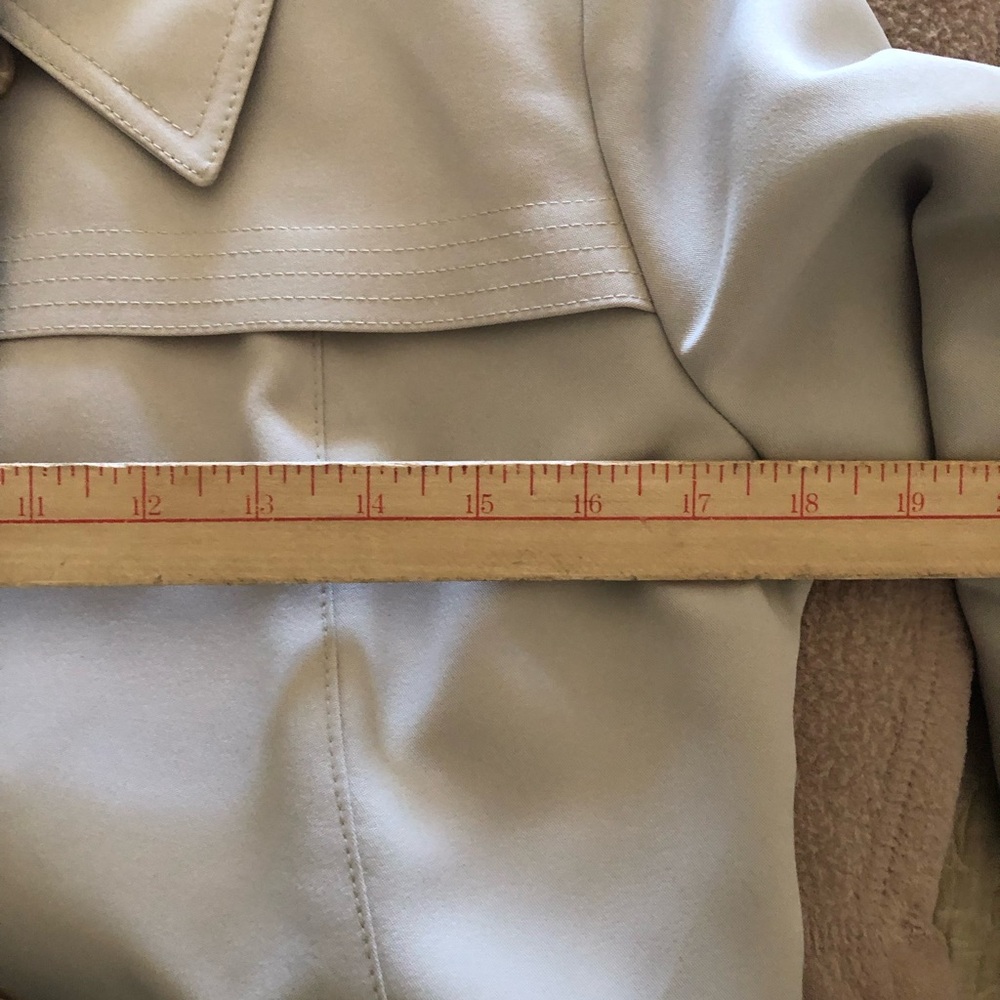 Women's Beige Long Trench Coat with Tie Belt - Picture 14 of 16